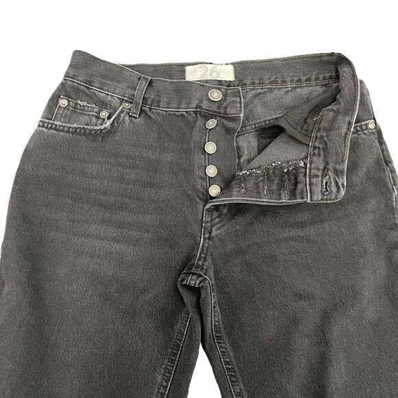 Free People Women's Maggie Mid Rise Straight Black Jeans, Size 26 - Picture 2 of 9